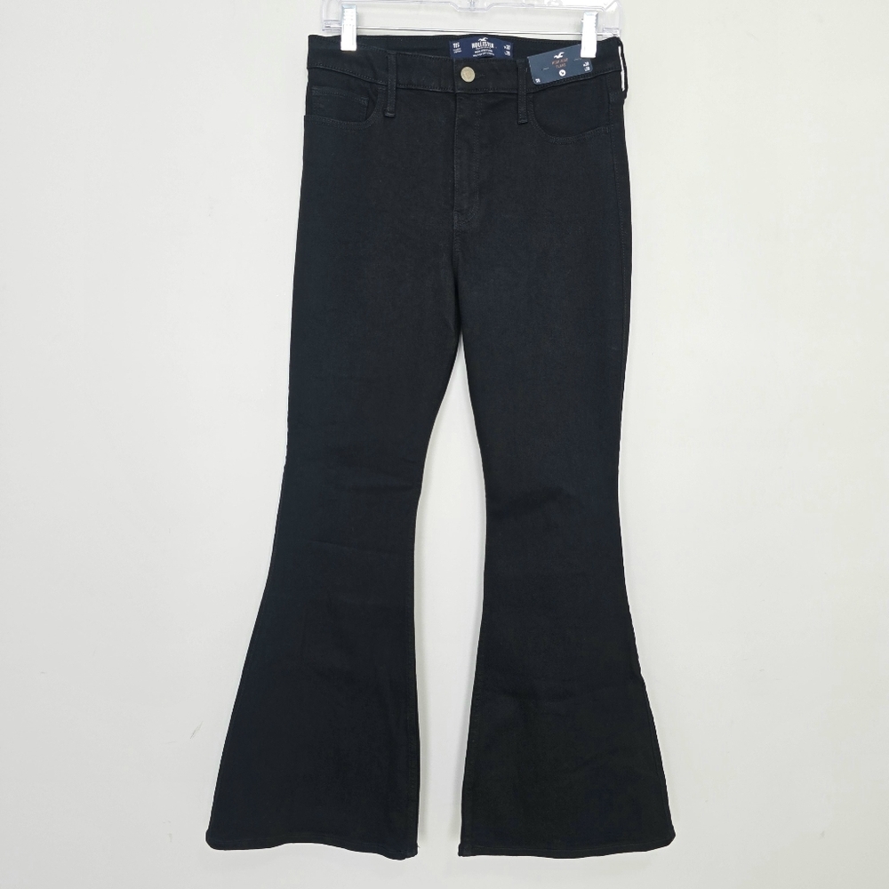 NWT Hollister High Rise Flare Black Jeans Women 30 Y2K